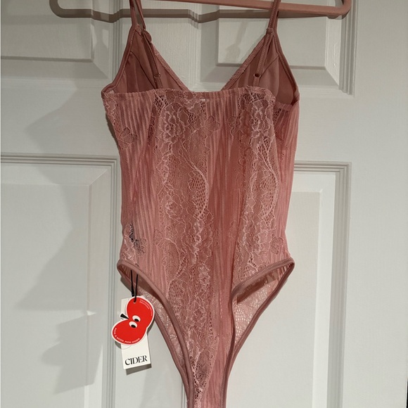 Cider Lace Sweetheart Bodysuit in Pink - Picture 3 of 4